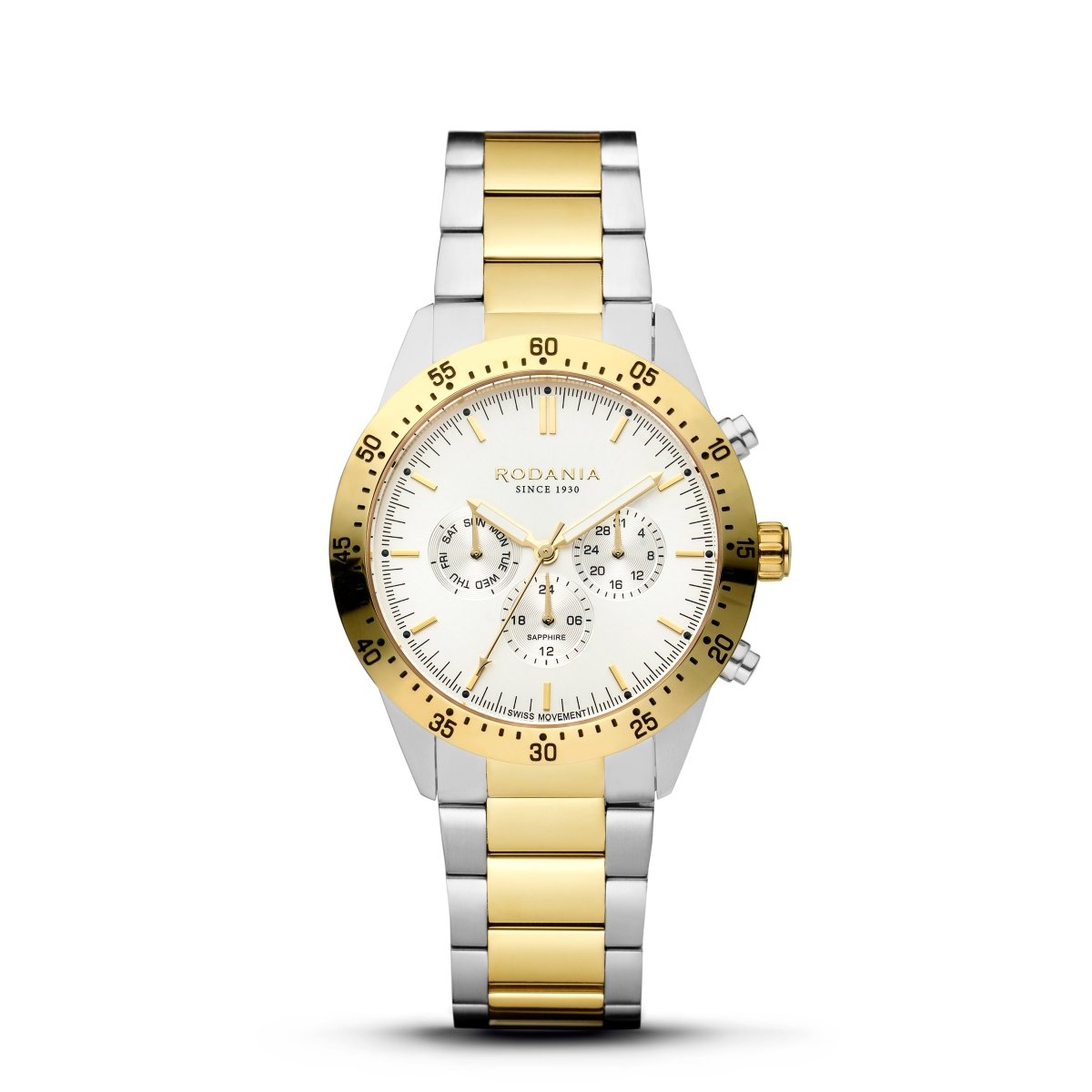 RODANIA Alpine Swiss Made Multifunction White Round Dial Men's Watch- R20010