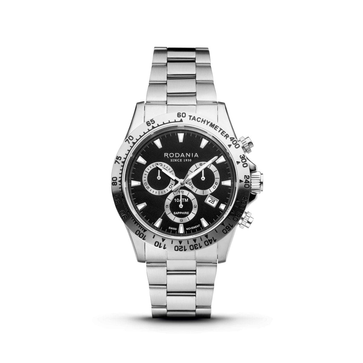 RODANIA Davos Swiss Made Chronograph Black Round Dial Men's Watch- R21003