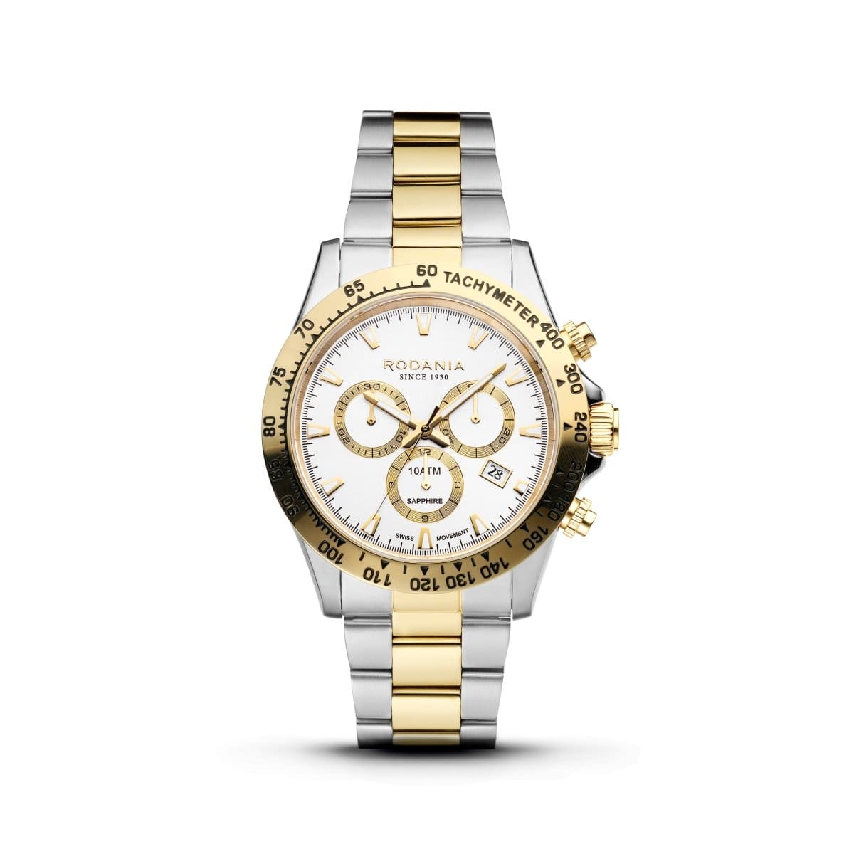 RODANIA Davos Swiss Made Chronograph White Round Dial Men's Watch- R21004