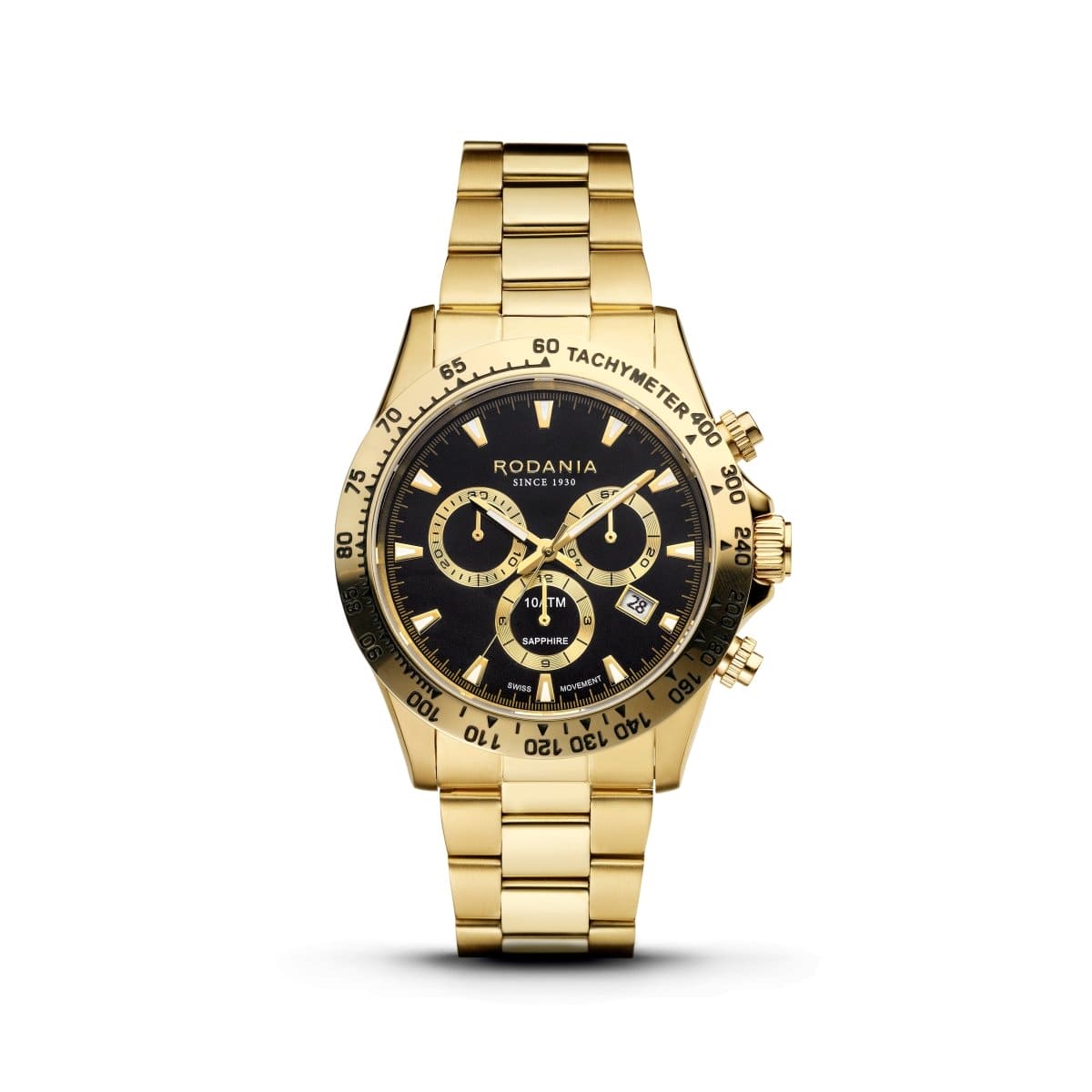 RODANIA Davos Swiss Made Chronograph Black Round Dial Men's Watch- R21005