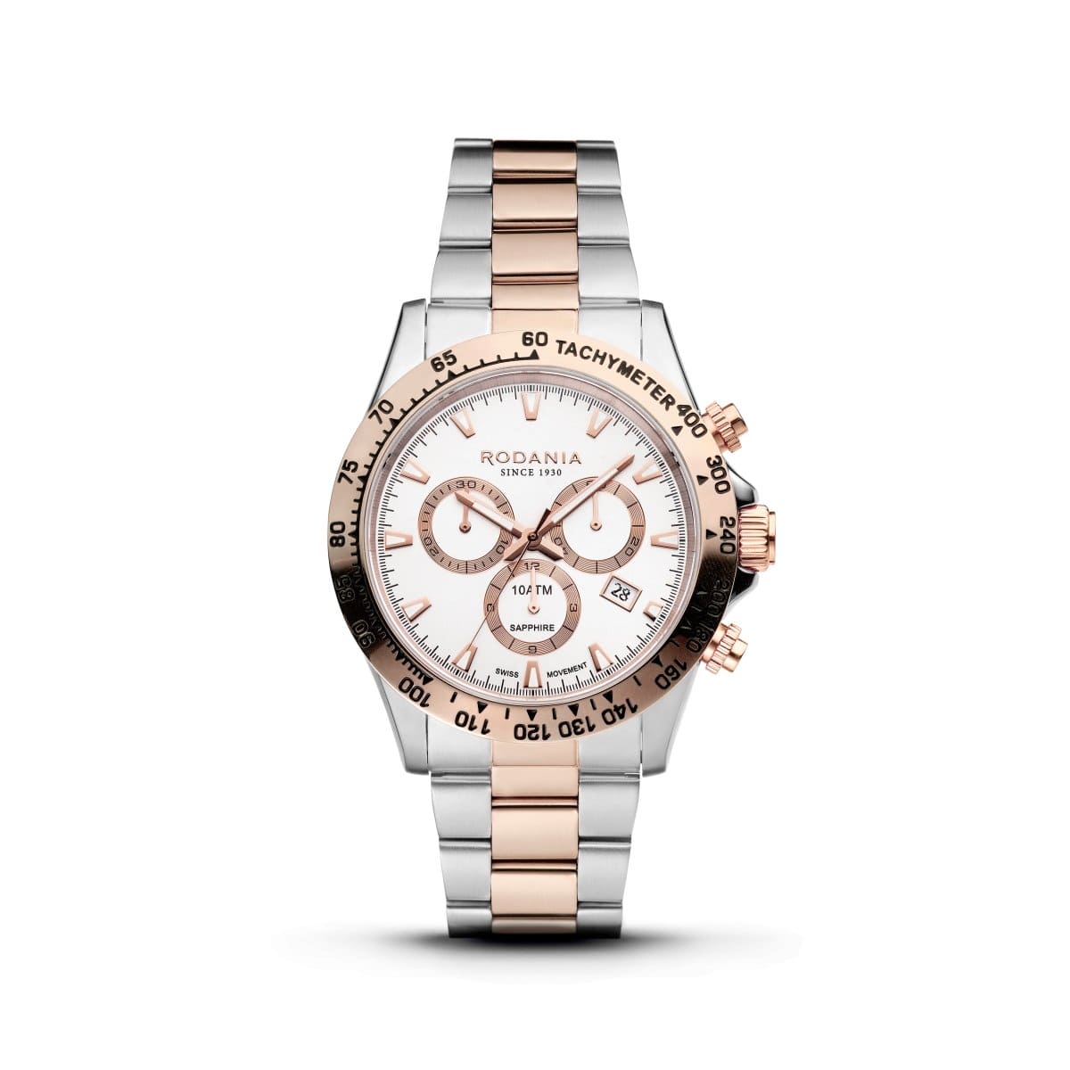RODANIA Davos Swiss Made Chronograph White Round Dial Men's Watch- R21006