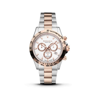 RODANIA Davos Swiss Made Chronograph White Round Dial Men's Watch- R21006