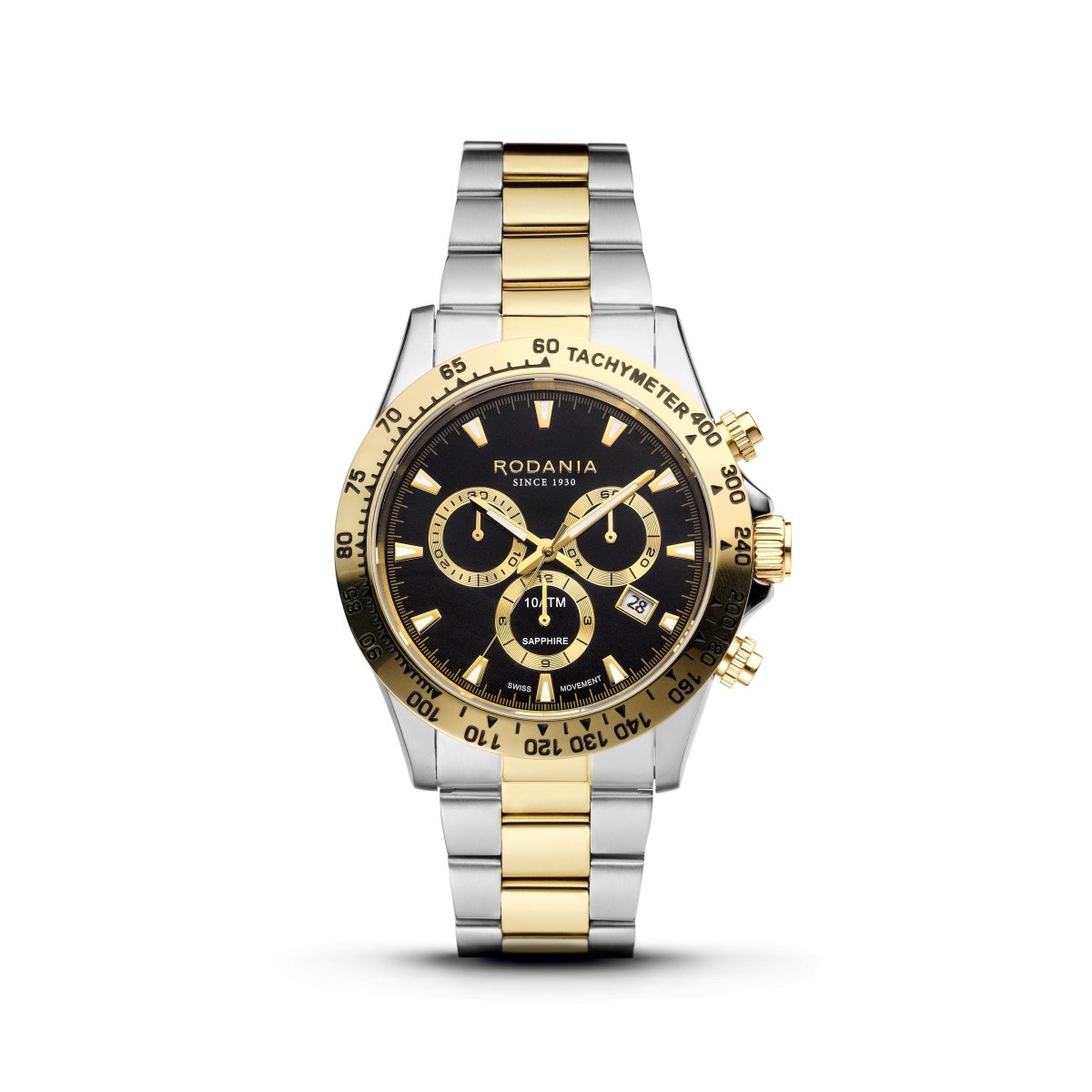RODANIA Davos Swiss Made Chronograph Black Round Dial Men's Watch- R21007