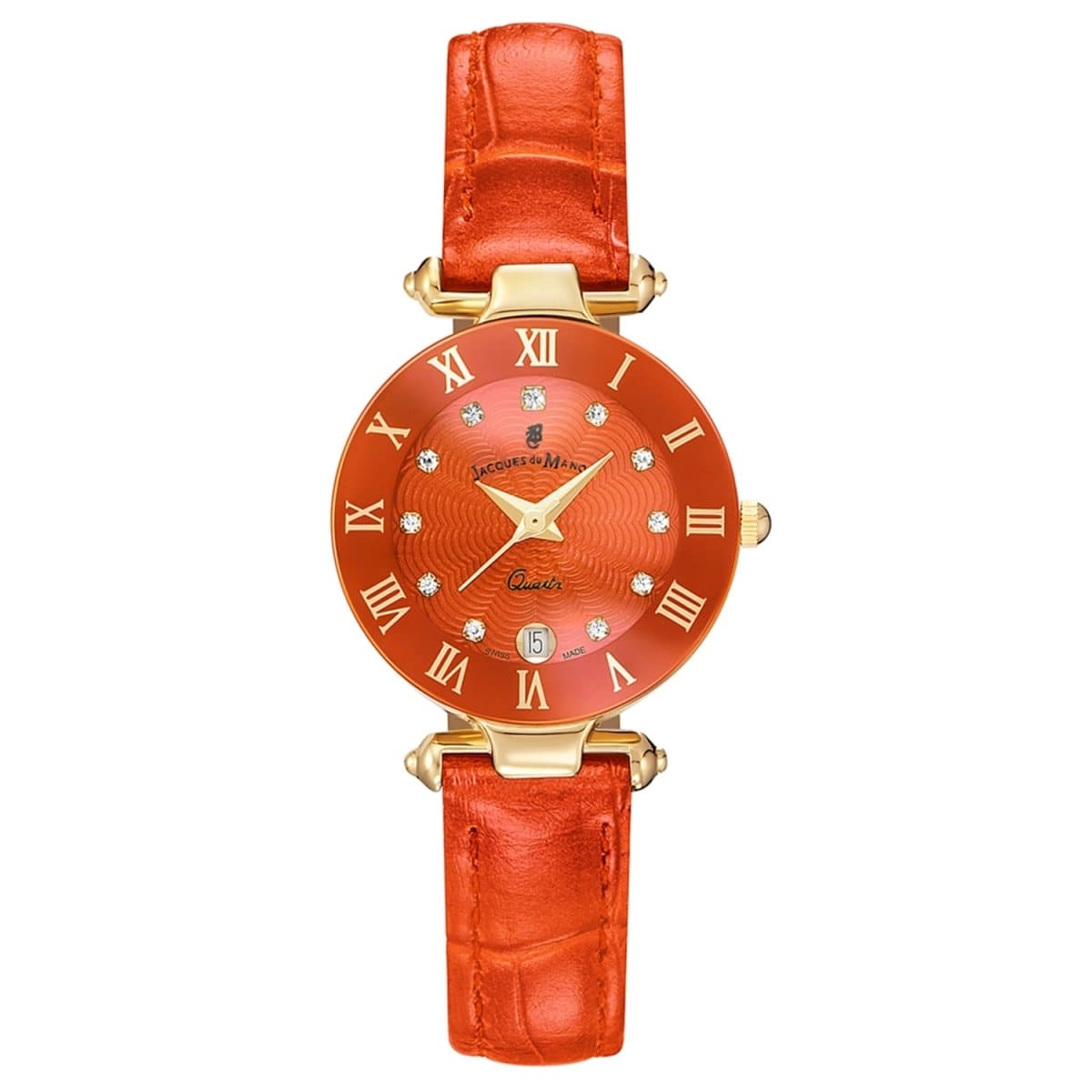 JACQUES DU MANOIR Coupole Fashion Swiss Made Analogue Orange Round Dial Women's Watch- RC.100