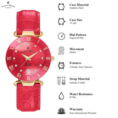 JACQUES DU MANOIR Coupole Fashion Swiss Made Analogue Pink Round Dial Women's Watch- RC.101