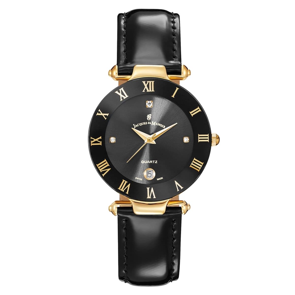 JACQUES DU MANOIR Coupole Classic Swiss Made Analogue Black Round Dial Women's Watch- RC.29