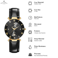 JACQUES DU MANOIR Coupole Classic Swiss Made Analogue Black Round Dial Women's Watch- RC.29