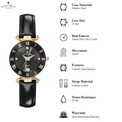 JACQUES DU MANOIR Coupole Classic Swiss Made Analogue Black Round Dial Women's Watch- RC.30