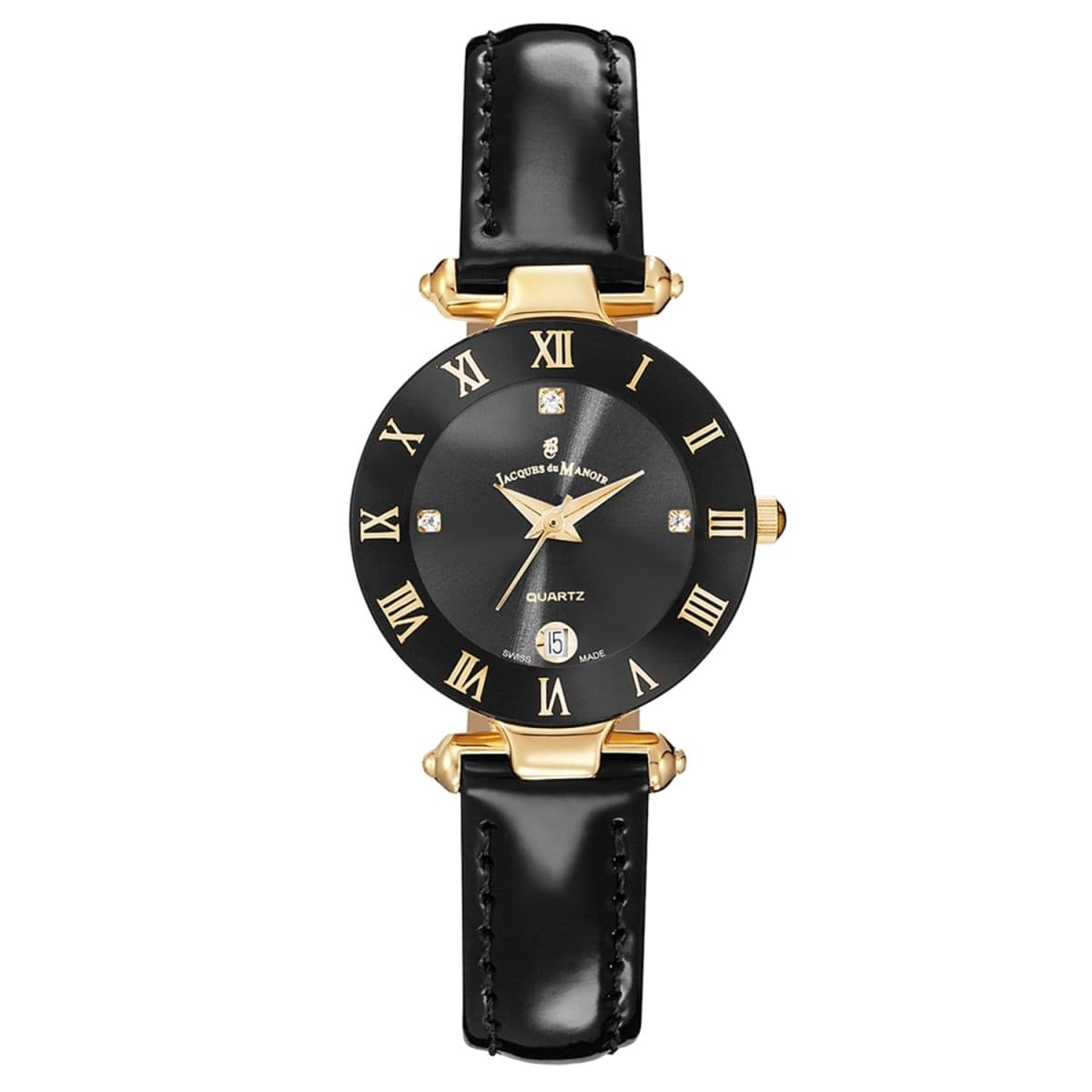 JACQUES DU MANOIR Coupole Classic Swiss Made Analogue Black Round Dial Women's Watch- RC.30