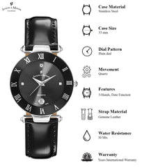 JACQUES DU MANOIR Coupole Classic Swiss Made Analogue Black Round Dial Women's Watch- RC.45