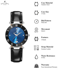 JACQUES DU MANOIR Coupole Classic Swiss Made Analogue Blue Round Dial Women's Watch- RC.47