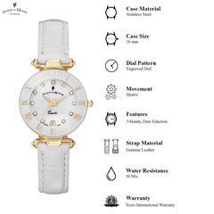 JACQUES DU MANOIR Coupole Fashion Swiss Made Analogue White Round Dial Women's Watch- RC.72