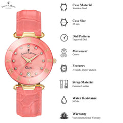 JACQUES DU MANOIR Coupole Fashion Swiss Made Analogue Pink Round Dial Women's Watch- RC.73