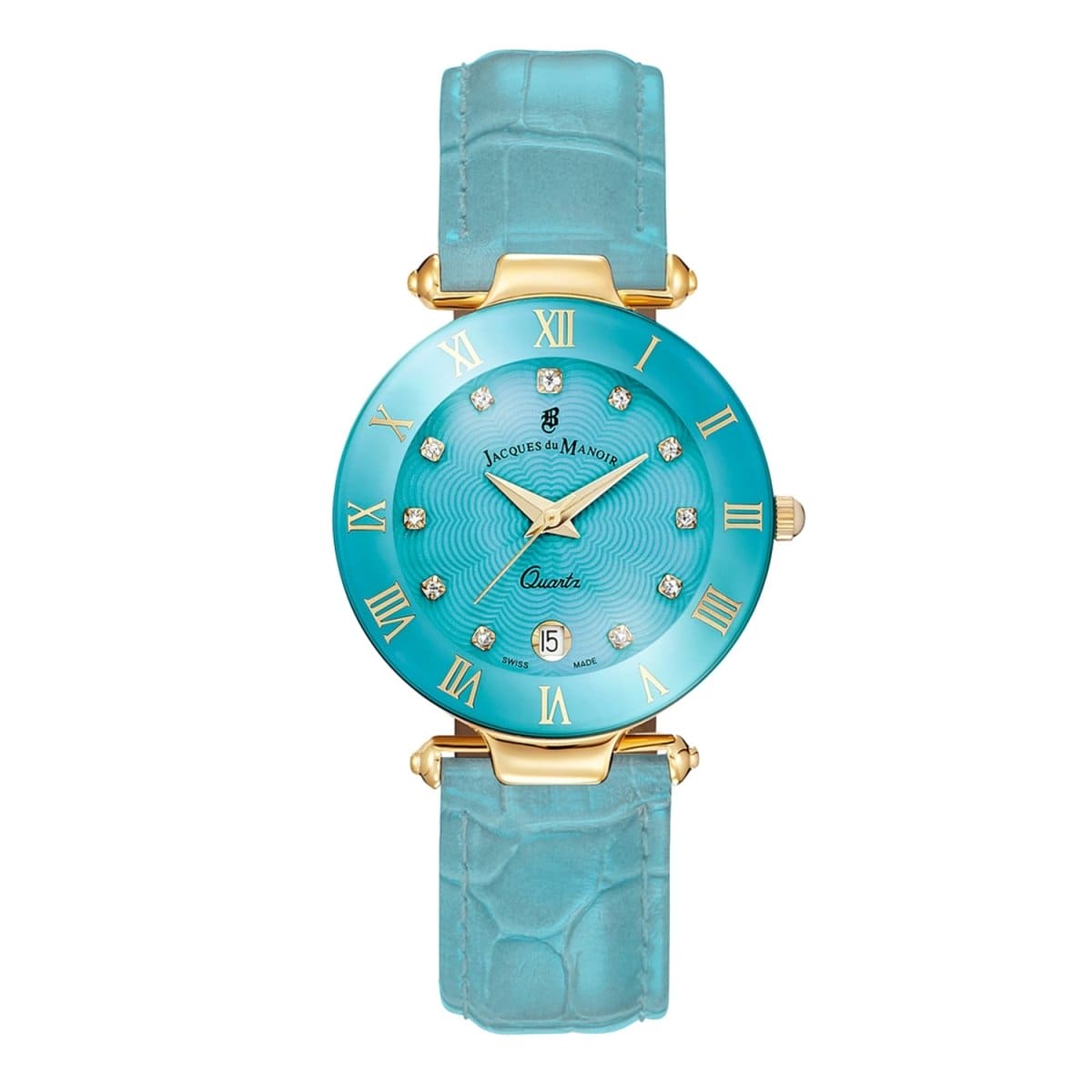 JACQUES DU MANOIR Coupole Fashion Swiss Made Analogue Turquoise Round Dial Women's Watch- RC.77