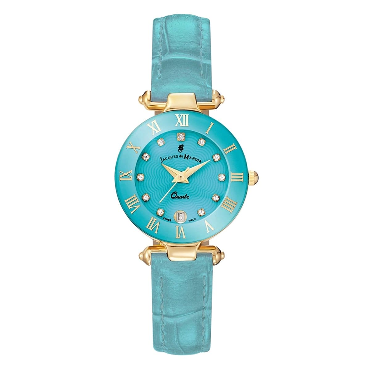 JACQUES DU MANOIR Coupole Fashion Swiss Made Analogue Turquoise Round Dial Women's Watch- RC.78