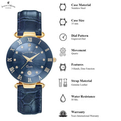 JACQUES DU MANOIR Coupole Fashion Swiss Made Analogue Blue Round Dial Women's Watch- RC.79