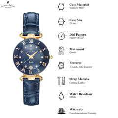 JACQUES DU MANOIR Coupole Fashion Swiss Made Analogue Blue Round Dial Women's Watch- RC.80