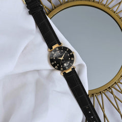 JACQUES DU MANOIR Coupole Fashion Swiss Made Analogue Black Round Dial Women's Watch- RC.87