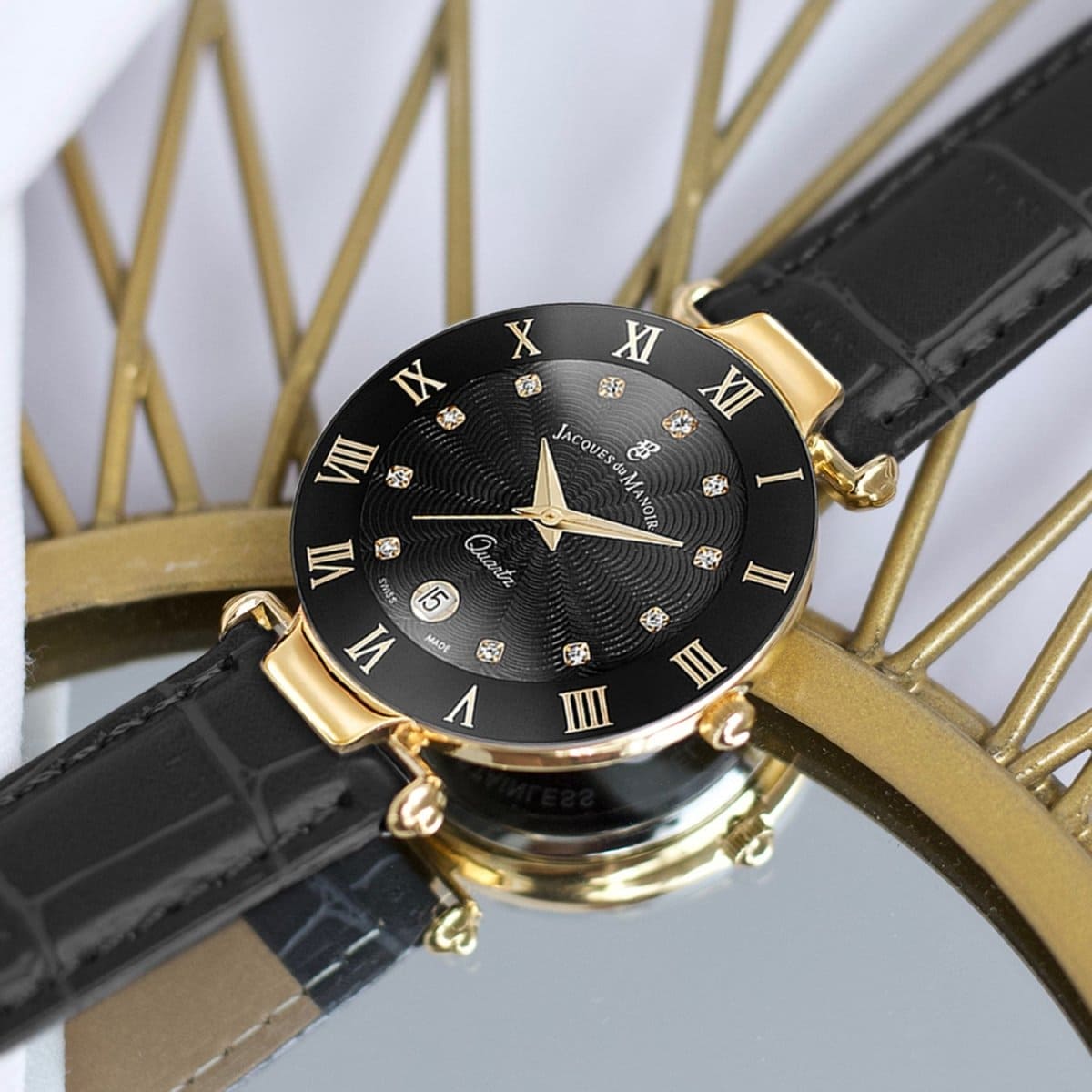 JACQUES DU MANOIR Coupole Fashion Swiss Made Analogue Black Round Dial Women's Watch- RC.87