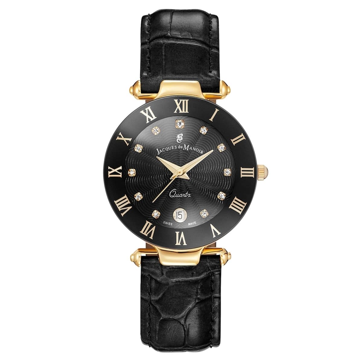JACQUES DU MANOIR Coupole Fashion Swiss Made Analogue Black Round Dial Women's Watch- RC.87