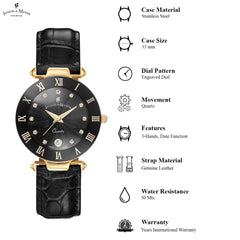 JACQUES DU MANOIR Coupole Fashion Swiss Made Analogue Black Round Dial Women's Watch- RC.87