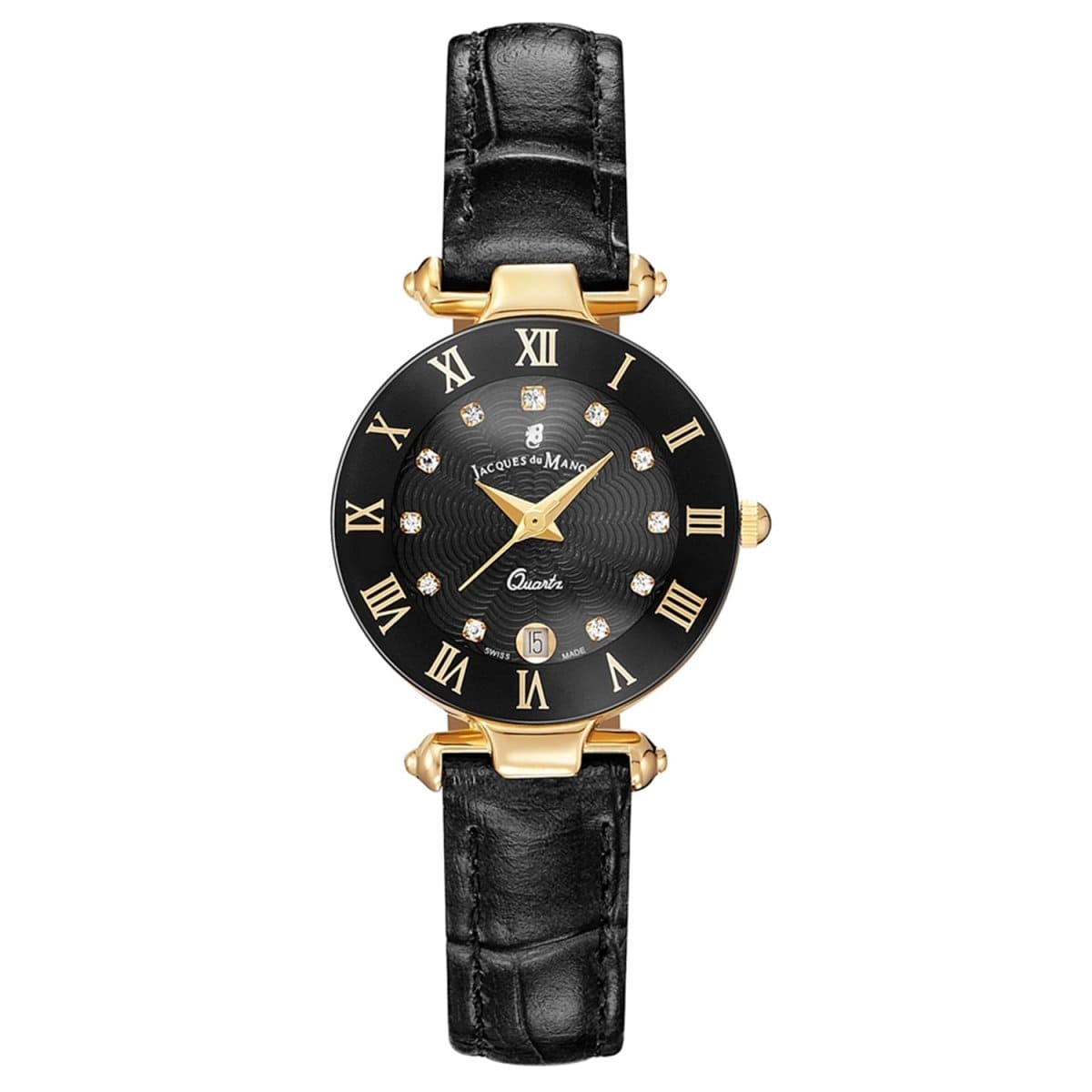 JACQUES DU MANOIR Coupole Fashion Swiss Made Analogue Black Round Dial Women's Watch- RC.88