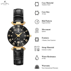 JACQUES DU MANOIR Coupole Fashion Swiss Made Analogue Black Round Dial Women's Watch- RC.88
