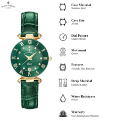 JACQUES DU MANOIR Coupole Fashion Swiss Made Analogue Green Round Dial Women's Watch- RC.90