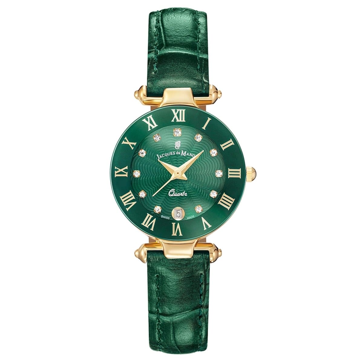 JACQUES DU MANOIR Coupole Fashion Swiss Made Analogue Green Round Dial Women's Watch- RC.90