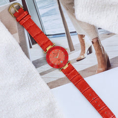 JACQUES DU MANOIR Coupole Fashion Swiss Made Analogue Red Round Dial Women's Watch- RC.93