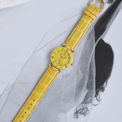 JACQUES DU MANOIR Coupole Fashion Swiss Made Analogue Yellow Round Dial Women's Watch- RC.95