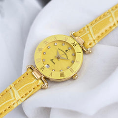 JACQUES DU MANOIR Coupole Fashion Swiss Made Analogue Yellow Round Dial Women's Watch- RC.96