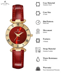 JACQUES DU MANOIR Coupole Classic Swiss Made Analogue Red Round Dial Women's Watch- RCJ.06