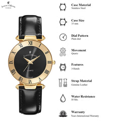 JACQUES DU MANOIR Coupole Classic Swiss Made Analogue Black Round Dial Women's Watch- RCJ.11