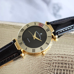 JACQUES DU MANOIR Coupole Classic Swiss Made Analogue Black Round Dial Women's Watch- RCJ.11