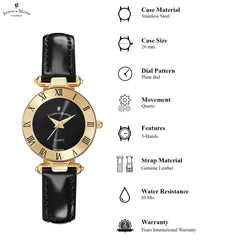 JACQUES DU MANOIR Coupole Classic Swiss Made Analogue Black Round Dial Women's Watch- RCJ.12