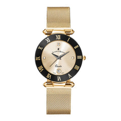 JACQUES DU MANOIR Coupole Mesh Swiss Made Analogue Champagne Gold Round Dial Women's Watch- RCM.27