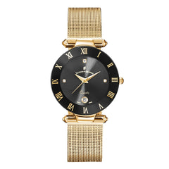 JACQUES DU MANOIR Coupole Mesh Swiss Made Analogue Black Round Dial Women's Watch- RCM.29
