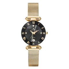 JACQUES DU MANOIR Coupole Mesh Swiss Made Analogue Black Round Dial Women's Watch- RCM.30