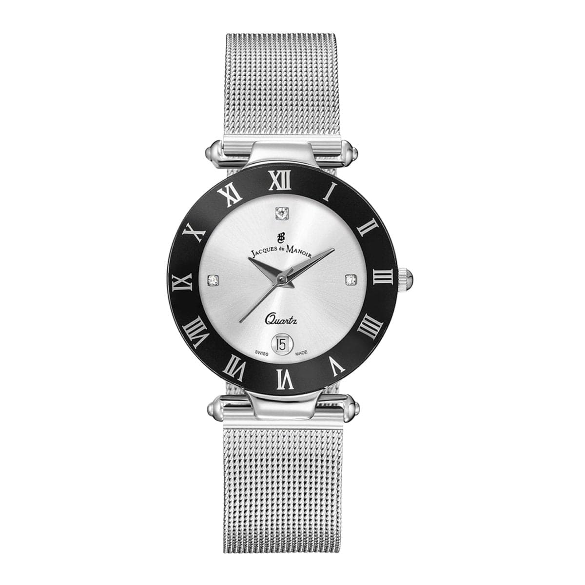 JACQUES DU MANOIR Coupole Mesh Swiss Made Analogue Silver Round Dial Women's Watch- RCM.41