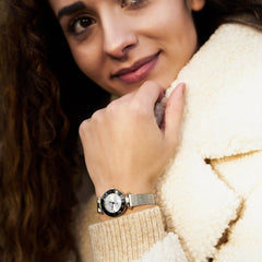 JACQUES DU MANOIR Coupole Mesh Swiss Made Analogue Silver Round Dial Women's Watch- RCM.42