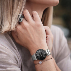 JACQUES DU MANOIR Coupole Mesh Swiss Made Analogue Black Round Dial Women's Watch- RCM.45