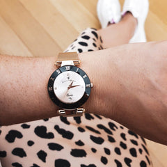 JACQUES DU MANOIR Coupole Mesh Swiss Made Analogue Rose Gold Round Dial Women's Watch- RCM.52