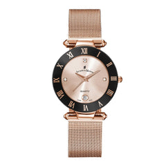JACQUES DU MANOIR Coupole Mesh Swiss Made Analogue Rose Gold Round Dial Women's Watch- RCM.52