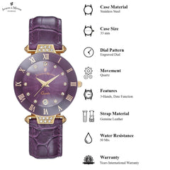 JACQUES DU MANOIR Coupole Fashion Swiss Made Analogue Purple Round Dial Women's Watch- RCP.75