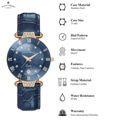 JACQUES DU MANOIR Coupole Fashion Swiss Made Analogue Blue Round Dial Women's Watch- RCP.79