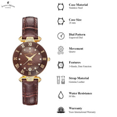JACQUES DU MANOIR Coupole Fashion Swiss Made Analogue Brown Round Dial Women's Watch- RCP.82