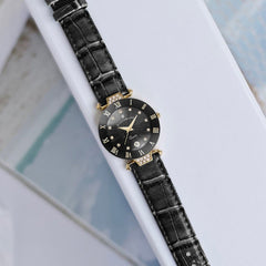 JACQUES DU MANOIR Coupole Fashion Swiss Made Analogue Black Round Dial Women's Watch- RCP.87