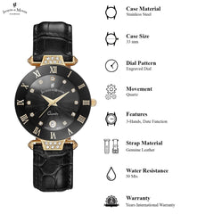 JACQUES DU MANOIR Coupole Fashion Swiss Made Analogue Black Round Dial Women's Watch- RCP.87