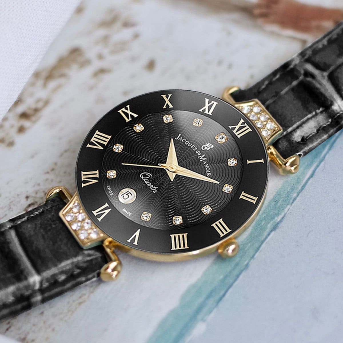 JACQUES DU MANOIR Coupole Fashion Swiss Made Analogue Black Round Dial Women's Watch- RCP.87